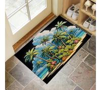 Tropical Islands Door Mats Indoor 60 X 90 Cm, Machine Washable Inside Door Mat, Palm Trees Soft Doormats, Super Absorbent Entrance Rug, Anti-Slip Floor Mats For Front Rear Doors (Mixed Colors)