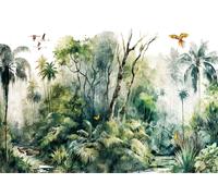 Tropical Jungle Birds Wallpaper Mural Green Easy to Apply Nature Art Bedroom