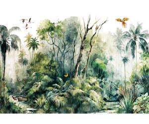 Tropical Jungle Birds Wallpaper Mural Green Easy to Apply Nature Art Bedroom