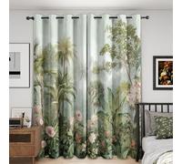 Tropical Jungle Blackout Curtains, 52x84, Botanical Floral Oasis Curtains for Bedroom Livingroom, Thermal Eyelet Curtains & Drapes 84 Drop, Window Treatments, 2 Panels M&1002