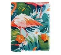 Tropical Jungle Flamingo Replaceable Book Cover, Reusable PU Leather Book Protector, Suitable for 148x210 mm Notebooks