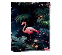 Tropical Jungle Flamingo Replaceable Book Cover, Reusable PU Leather Book Protector, Suitable for 148x210 mm Notebooks