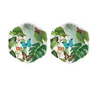 Tropical Jungle Floral Melamine/Plastic Camping/BBQ/Outdoor Side Plate (2)