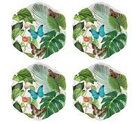 Tropical Jungle Floral Melamine/Plastic Camping/BBQ/Outdoor Side Plate (4)