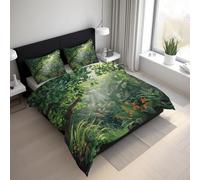 Tropical Jungle King Size Duvet Cover Sets, Forest Rainforest Bedding Set 3 Piece Soft Microfiber Quilt Cover Reversible Duvet Cover Sets with 2 Pillows Zipper Closure K&27