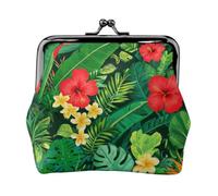 Tropical Jungle Leather Kiss Lock Coin Purse-Small Mini Wallet for Women