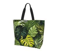 Tropical Jungle Leaves Tote Bag Women's Shoulder Handbags Palm Leaves Shopping Bags Water-Resistant Large Handbag with Inner Pocket for Work Travel School
