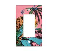 Tropical Jungle Leopard Light Switch Cover Plates/Outlet Covers, Vibrant Peach Safari Style for Wall Decor, Animal Theme, Thermoplastic Wall Plates, Standard Size Single Rocker