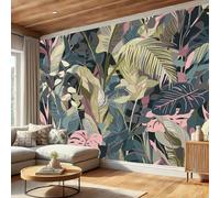 Tropical Jungle Mural Mixed Colors Murals Palm Tree, Monstera Wallpaper Modern Photo Wallpaper for Bedroom Living Room Hotels 350×256 Cm Modern Hd Wallpapers Home Decor Art