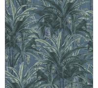 Jungle Leaves Leaf Botanical Textured Greenery Non Woven Wallpaper A.S. Creation Blue One Size