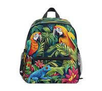 Tropical Jungle Parrot Frog Toddler Backpack, Boy Backpack Preschool Bag Kindergarten Schoolbag Nursery Travel Bag for Girl