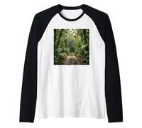Tropical Jungle Path Dense Rainforest Scenic Trail Raglan Baseball Tee