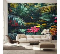 Tropical Jungle Photo Wallpaper, Floral Plant Leaf Wallpaper Mural, 250x175cm Wall Paper for Bedroom Living Room, Non-Woven Wall Mural Room Decor EL&D76