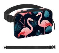Tropical Jungle Pink Flamingo Pattern Belt Bag for Men and Women Fanny Pack,Belt Bag with Adjustable Strap,Fashion Crossbody Everywhere Belt Bag for Travel Outdoors Running Hiking, Multicolor,