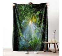 Tropical Jungle Queen Size Blanket for Bed, Botanical Leaves Microfiber Blanket 86x94 Inch, Green Plant Couch Throw Blankets Fall Blankets Soft Warm Cozy for Camping Travel Picnic