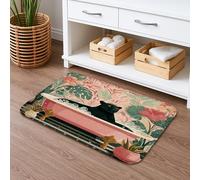 Tropical Jungle Quick Dry Bath Mat, Cheetahs Floral Absorbent Non Slip Shower Rug, Summer Decorative Memory Foam Washable Bathroom Mats 20x32 Inch