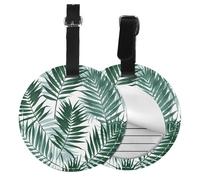 Tropical Jungle, Seamless Pattern with Palm Leaves,Luggage Tags Pu Leather Name Tag Travel Suitcase Identifier ID Tags Durable Baggage Label 2 pcs