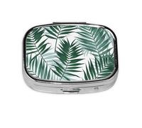 Tropical Jungle, Seamless Pattern with Palm Leaves,Meta Pill Box 2 Compartment Medicine Case,Portable Organizer
