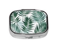 Tropical Jungle, Seamless Pattern with Palm Leaves,Meta Pill Box 2 Compartment Medicine Case,Portable Organizer,Rectangle Meta Portable Organizer Pill Box 2384 Compartment Medicine Case
