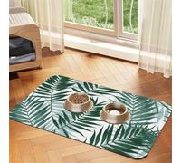 Tropical Jungle,Seamless Pattern With Palm Leaves,Waterproof Pet Feeding Mat,PU Leather Placemats for Cat Dog Water Bowl,Food Mats,30x45cm