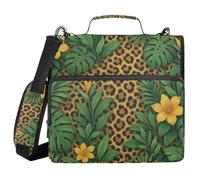 Tropical_Jungle Style Leopard Print Wallpaper 3 Rings Organizer Binder With Belt Includes Zipper Pocket, Portable Portfolio For School And Office