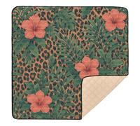 Tropical_Jungle Style Leopard Print Wallpaper Large Sturdy Baby Play Mat for Floor Water Resistant Padded Play Mat for Babies Infants Toddlers, 50'' x 50''