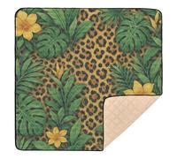 Tropical_Jungle Style Leopard Print Wallpaper Soft Padded Baby Play Mat for Floor Cozy Breathable Playroom Activity Mat for Babies Infants Toddlers, 50'' x 50''