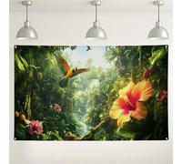 Tropical Jungle Wall Backdrop, Exotic Floral Nature Photography Background, Vibrant Indoor/Outdoor Decoration for Events, Summer Themed Party Supplies 71x43 Inch