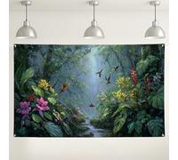 Tropical Jungle Wall Backdrop, Lush Greenery Floral Nature Decor, Vibrant Photography Background for Parties, Summer Events, and Celebrations 71x43 Inch