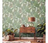 Livingwalls Jungle Wallpaper 396472 in Green, Cream - Wall Wallpaper with Jungle Look - Floral Wallpaper with Palm Leaves - Wallpaper Made in Germany - 10.05 m x 0.53 m