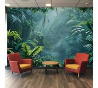 Tropical Jungle Wallpaper for Living Room, Botanical Rainforest Wall Mural for Bedroom, Non-Woven Photo Wallpaper Home Decor 390X260cm, Wall Decoration D10