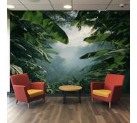Tropical Jungle Wallpaper for Living Room, Plant Banana Leaf Wall Mural for Bedroom, Non-Woven Photo Wallpaper Home Decor 400X280cm, Wall Decoration D16