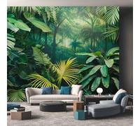 Tropical Jungle Wallpaper for Living Room, Rainforest Tropical Leaves Wall Mural for Bedroom, Non-Woven Photo Wallpaper Home Decor 315X215cm, Wall Decoration D1