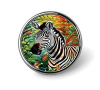 Tropical Jungle Zebra Badge Round Badge Pin Button Lapel Pin Print Brooch Gifts for Men Women 1 Inch
