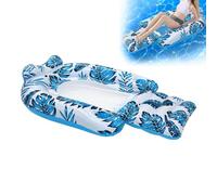 Tropical Lagoon Lounger - Inflatable Aqua, Leafy Summer Comfort Floating Pad | Swimmers, Beginners, Professionals, Backyard Parties, Sunbathing, Sea Holidays, Beach Club, Gym...