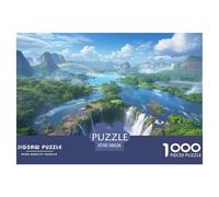 Tropical Landscape 1000 Piece Jigsaw Puzzle Paper for Adults River Waterfall Puzzle Game for Family Relaxation Home Decor 38x26cm/1000pcs