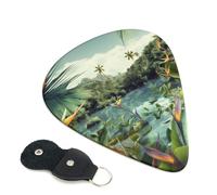 Tropical Landscape Guitar Plectrums, 6 Guitar Plectrums, Printed on both sides for Electric Guitar Bass Ukulele (0.46 mm 0.71 mm 0.96 mm)