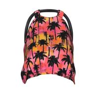 Tropical Landscape Silhouette Print Baby Car Seat Covers, Breathable Nursing Cover Breastfeeding Cover, Stroller Covers, Multi-use Infant Carseat Canopy, Baby Boys Girls Newborn Essentials