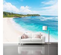 Tropical Landscape Wall Mural Photo Wallpaper, Premium 260g/㎡ Non-Woven Bay Island Mural Wallpaper for Living Room Bedroom Office, Sea Beach Large Wall Art Poster (Non-Adhesive) 400 x 280 cm