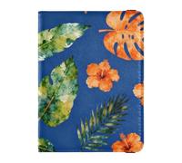 Tropical Leaf and Floral Pattern Passport Holder for Travel with Credit Card Holder Slots Passport Book Holders PU Leather Travel Accessories for Women Men