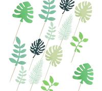 Tropical Leaf Cake Topper Palm Leaf Cupcake Topper Jungle Leaves Cake Decoration for Jungle Party Decor Baby Shower Decor 14PCS