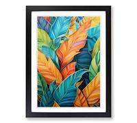 Tropical Leaf Colour Field Framed Wall Art Print A2 Black