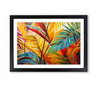 Tropical Leaf Constructivism Framed Print | A2 Black Framed Wall Art | Ready to Hang | Modern Floral Picture | Living Room Bedroom Lounge Office