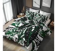 Tropical Leaf Duvet Cover Sets Emperor Bedding 3 Piece, Monstera Modern Green Pattern Reversible Quilt Cover & 2 Pillowcases, Soft Microfiber, Zip, Bedroom Decor & Gifts(RU177)