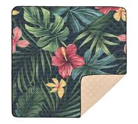 Tropical Leaf Flower Pattern Large Non-Slip Baby Gym & Activity Mat for Floor Portable Infant Play Activity Mat for Baby Toddler Infant, 50'' x 50''