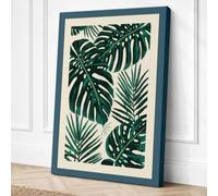 Tropical Leaf Forms Botanical Canvas Wall Art Print 24x16 Inch | Teal
