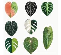Tropical Leaf Fridge Magnets, Set of 8, Monstera and Anthurium Designs, Realistic 3D Resin, Decorative Refrigerator Magnets