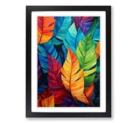 Tropical Leaf Geometric Framed Print | A2 Black Framed Wall Art | Ready to Hang | Modern Floral Picture | Living Room Bedroom Lounge Office