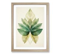 Tropical Leaf Geometric No.2 Framed Print | A2 Oak Framed Wall Art | Ready to Hang | Modern Floral Picture | Living Room Bedroom Lounge Office