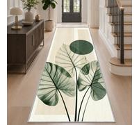 Tropical Leaf Hallway Runner Rug 80x180, Green Leaves Runners Washable | Boho Botanical Pattern Carpet Runners Low Pile Non Slip for Entryway Kitchen Laundry Room Living Room Bedroom, qD265